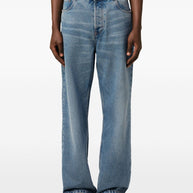 Ami Paris Wide Leg Denim Jeans - Clear Blue