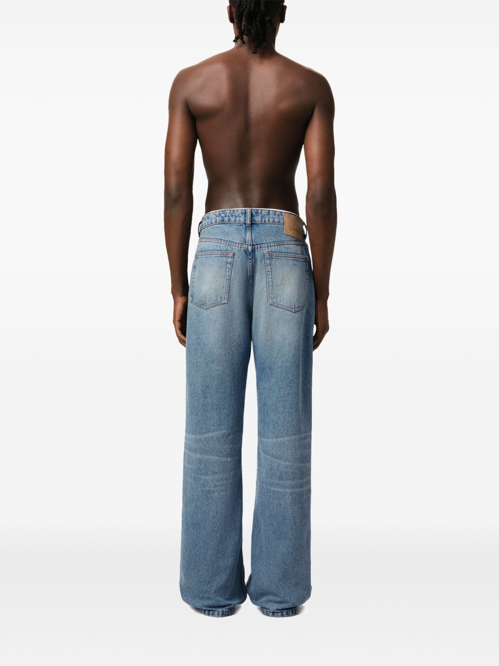 Ami Paris Wide Leg Denim Jeans - Clear Blue