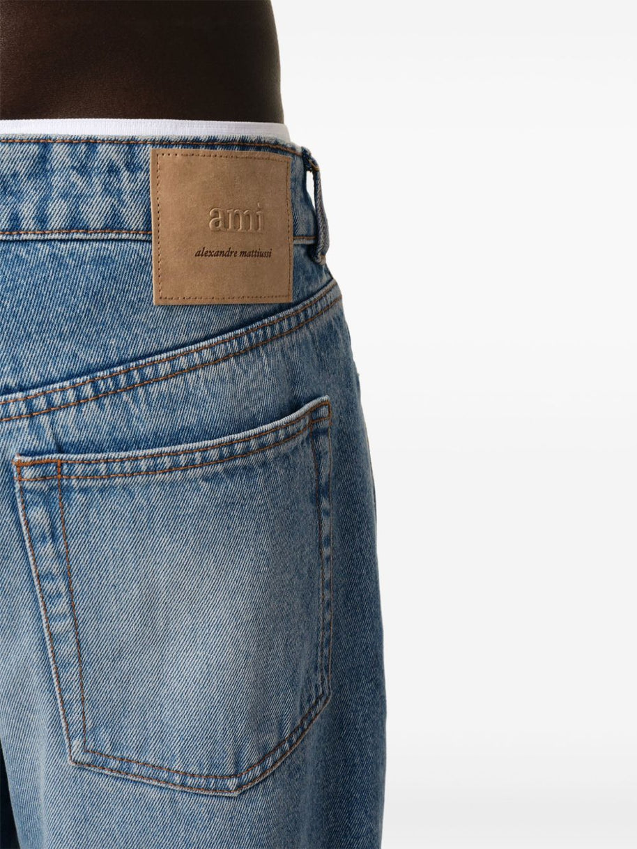 Ami Paris Wide Leg Denim Jeans - Clear Blue