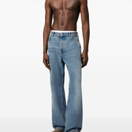 Ami Paris Wide Leg Denim Jeans - Clear Blue