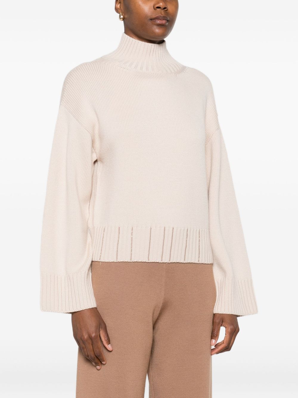 Fabiana Filippi Wool Turtleneck Sweater Powder