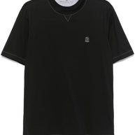 Brunello Cucinelli Logo Cotton T-shirt - Black