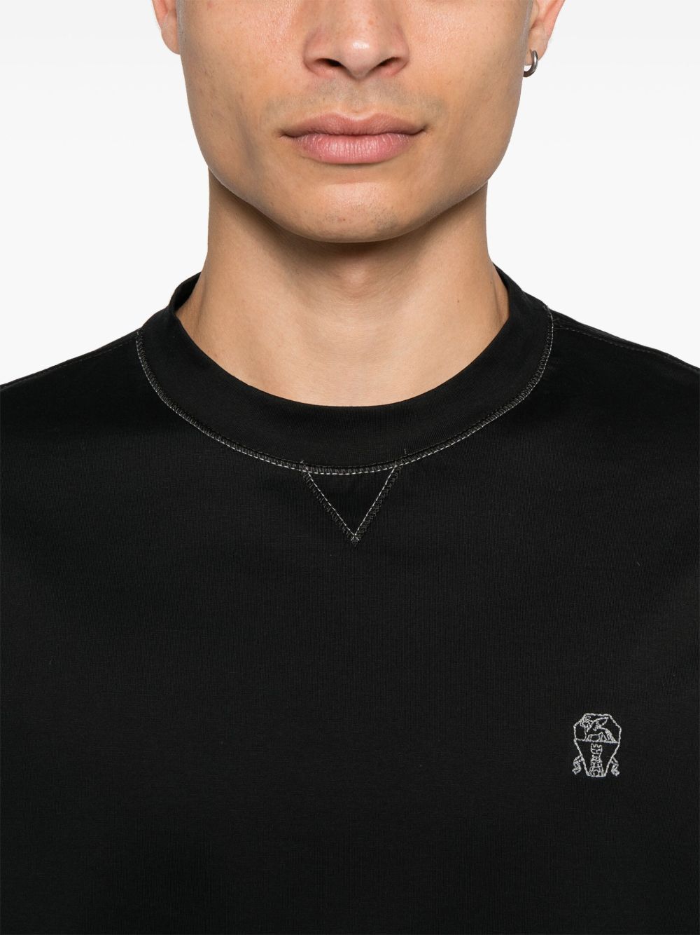 Brunello Cucinelli Logo Cotton T-shirt - Black