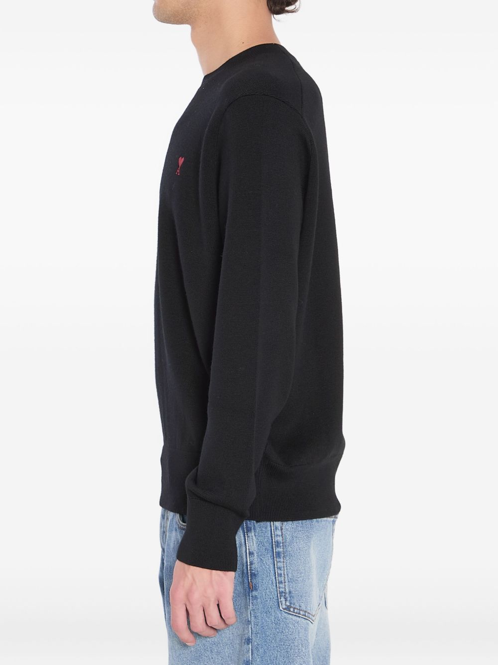 Ami Paris Ami De Coeur Wool Sweater - Black