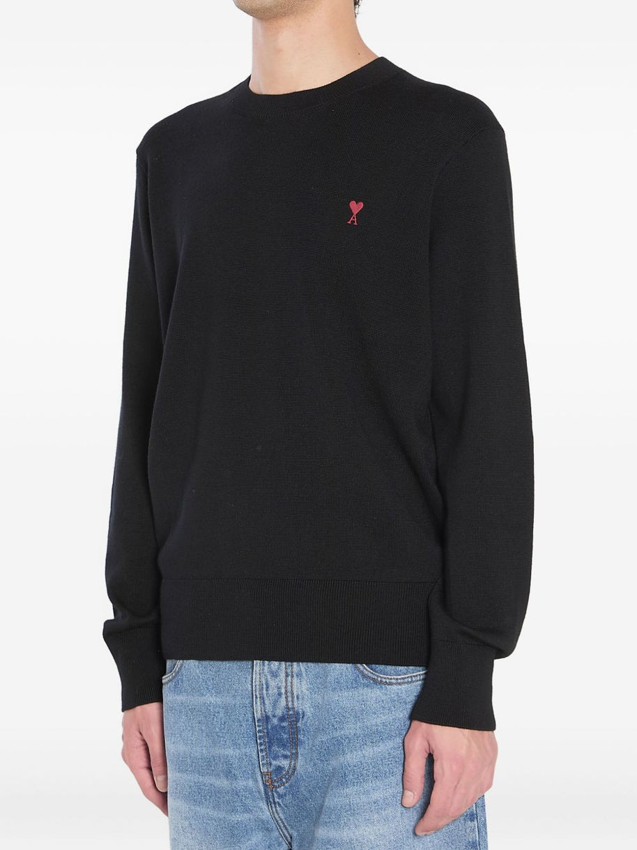 Ami Paris Ami De Coeur Wool Sweater - Black