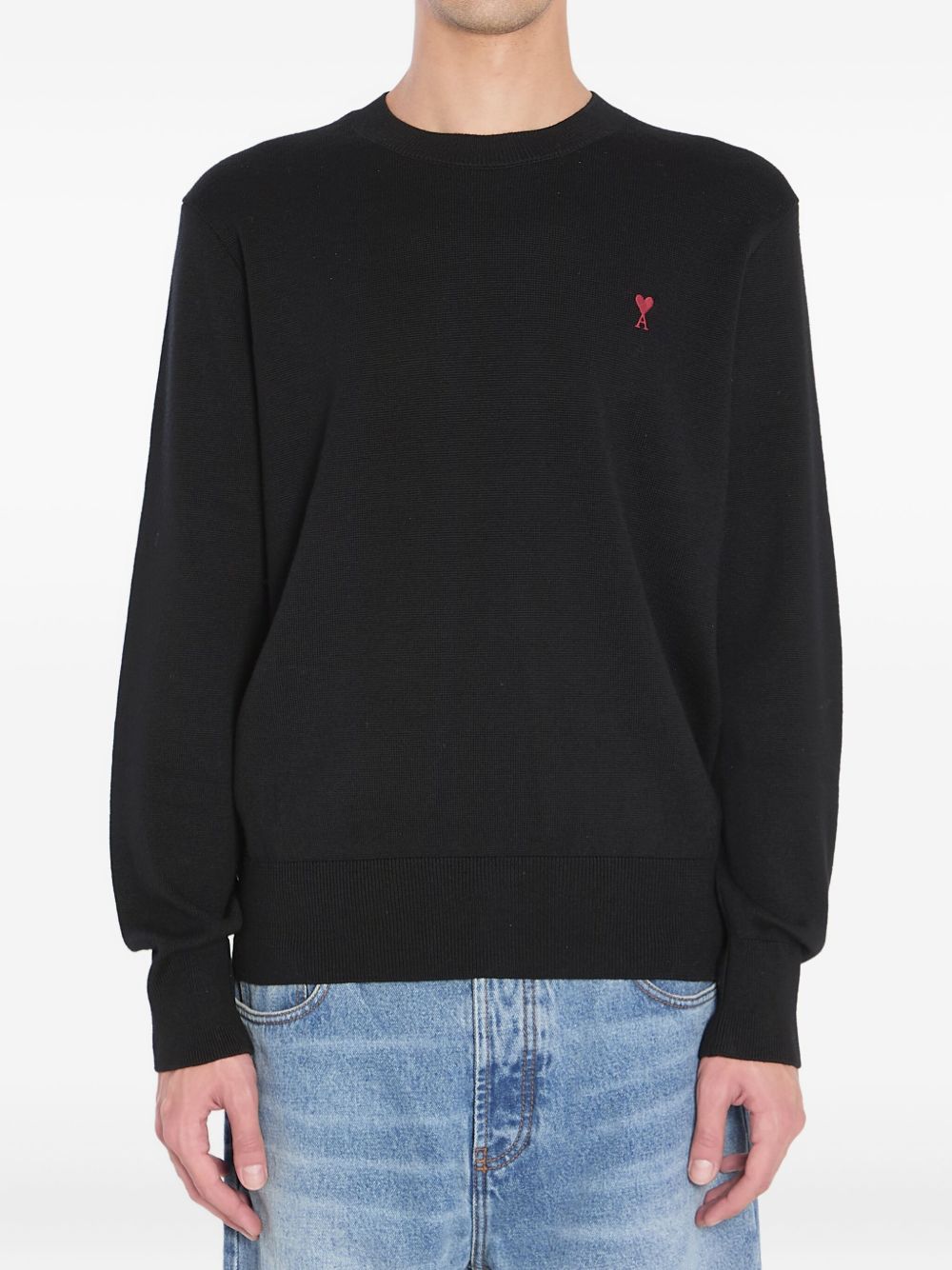 Ami Paris Ami De Coeur Wool Sweater - Black