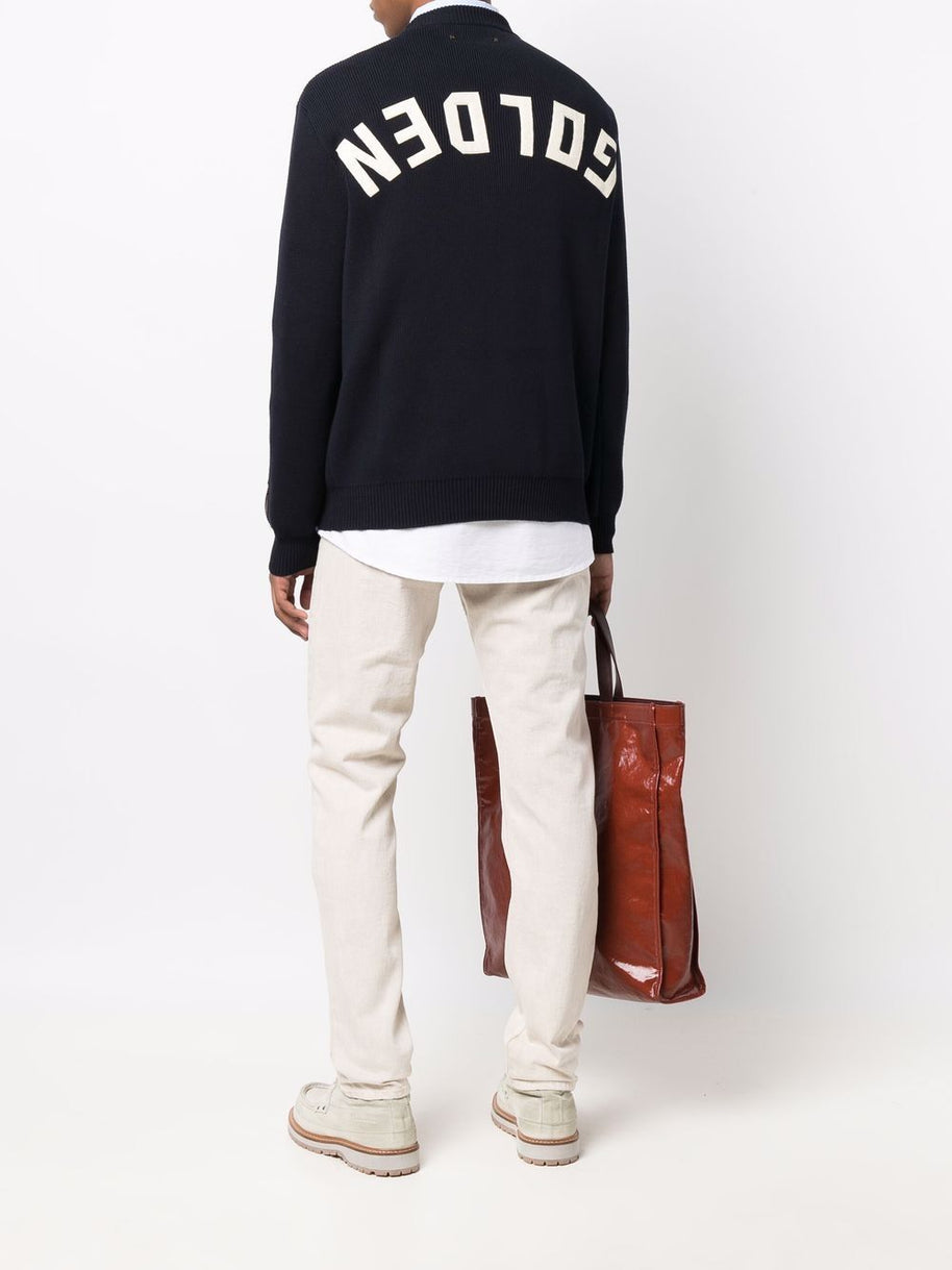 Golden Goose Logo Organic Cotton Sweater - Blue