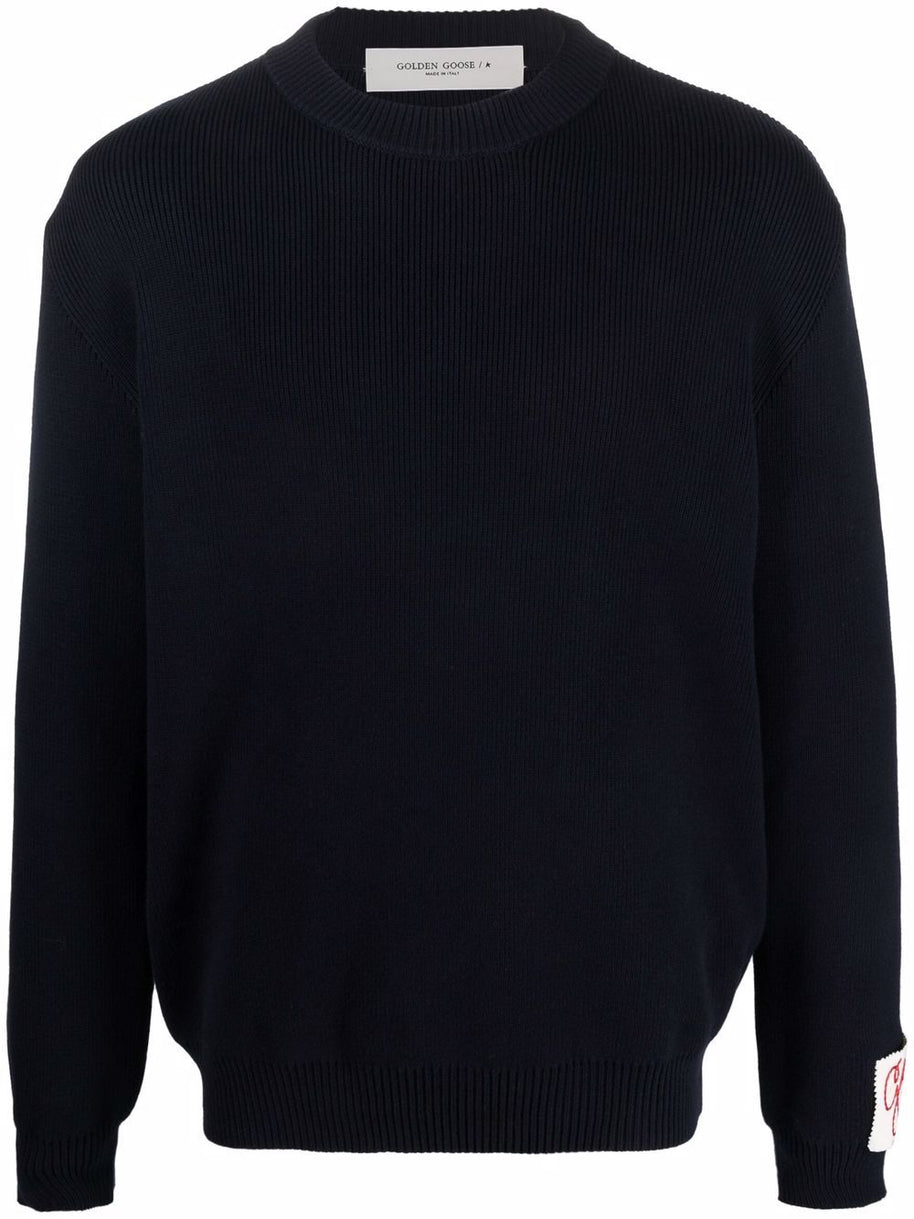 Golden Goose Logo Organic Cotton Sweater - Blue
