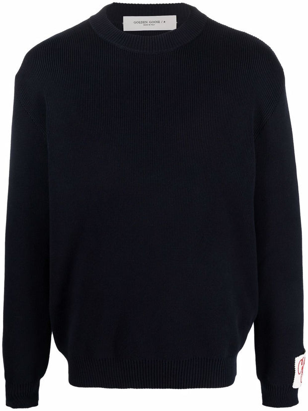 Golden Goose Logo Organic Cotton Sweater - Blue