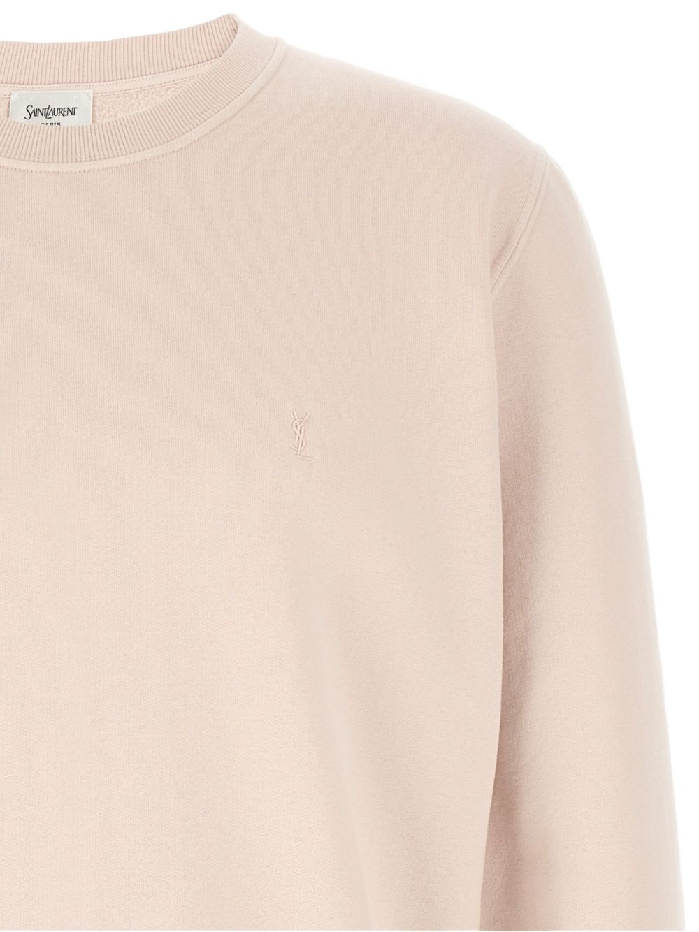 Saint Laurent Cotton Crew Neck Sweater - Powder