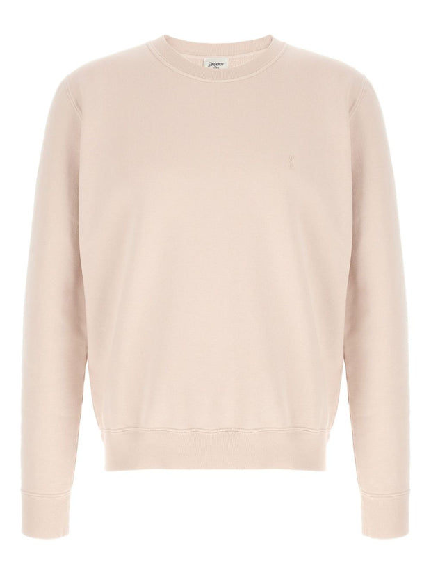Saint Laurent Cotton Crew Neck Sweater - Powder