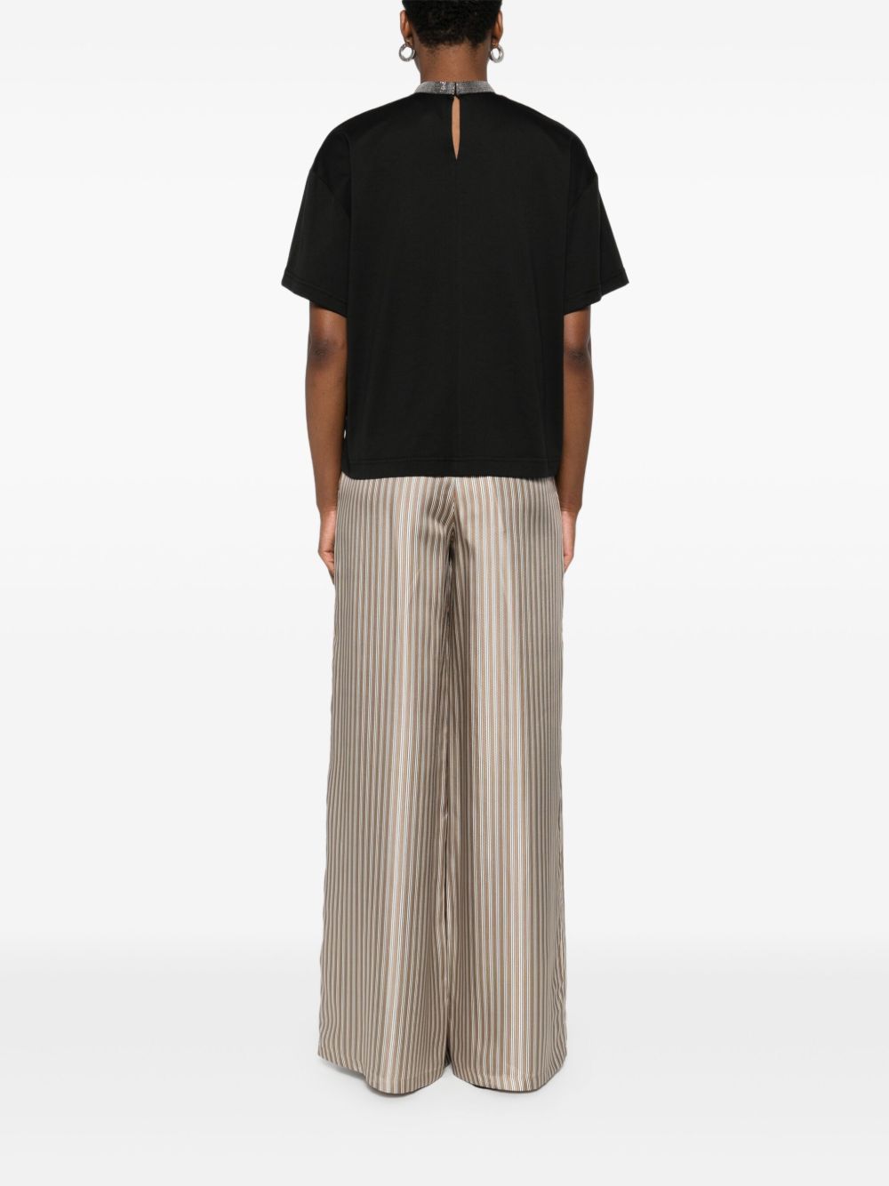 Fabiana Filippi Embellished Neckline Top Black