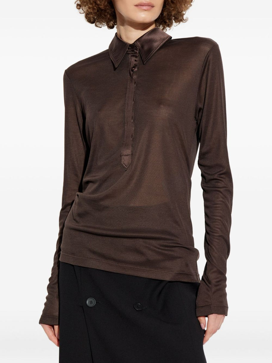 Tom Ford Silk Polo Shirt - Brown