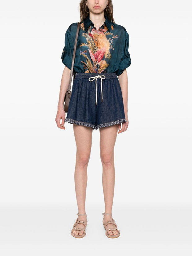 Zimmermann Ascension Printed Silk Shirt - Blue