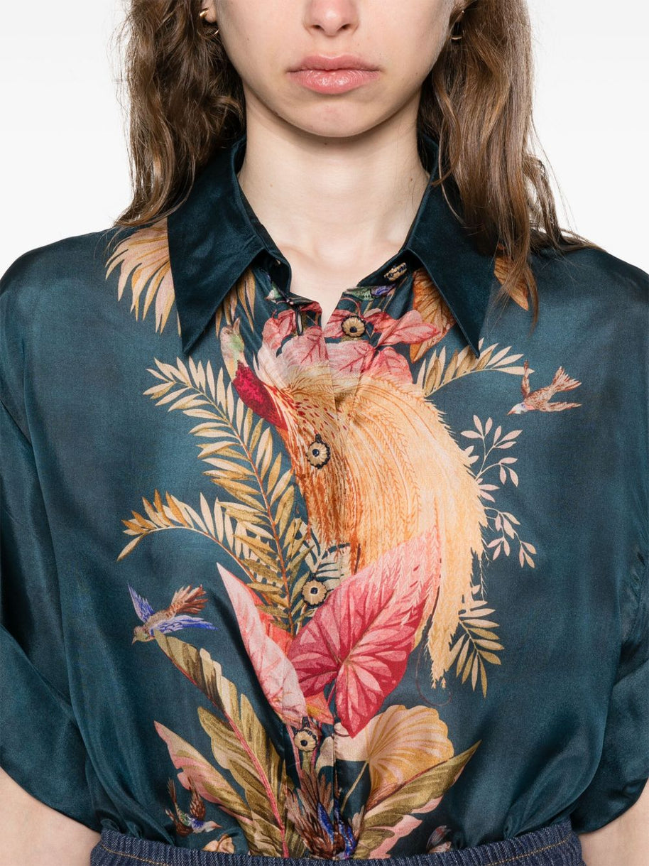 Zimmermann Ascension Printed Silk Shirt - Blue