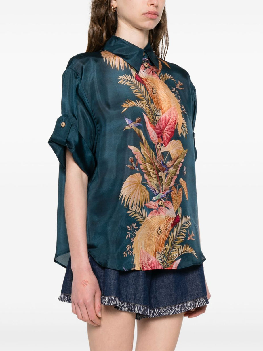 Zimmermann Ascension Printed Silk Shirt - Blue