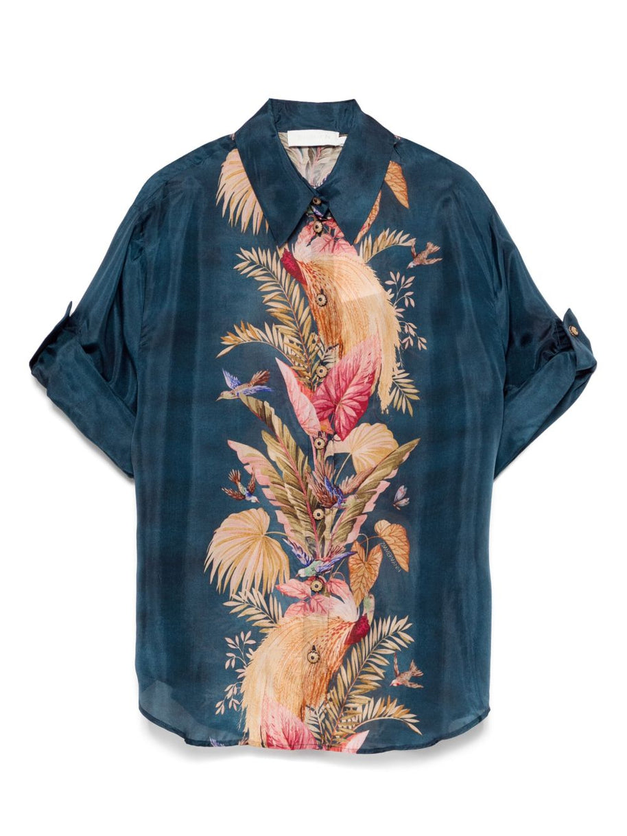 Zimmermann Ascension Printed Silk Shirt - Blue