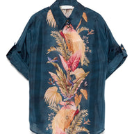 Zimmermann Ascension Printed Silk Shirt - Blue