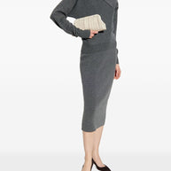 Tom Ford Cashmere And Cotton Midi Skirt - Grey