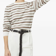 Brunello Cucinelli Striped Cotton Crewneck Sweater - Beige