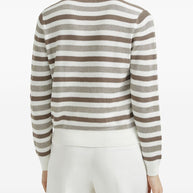 Brunello Cucinelli Striped Cotton Crewneck Sweater - Beige