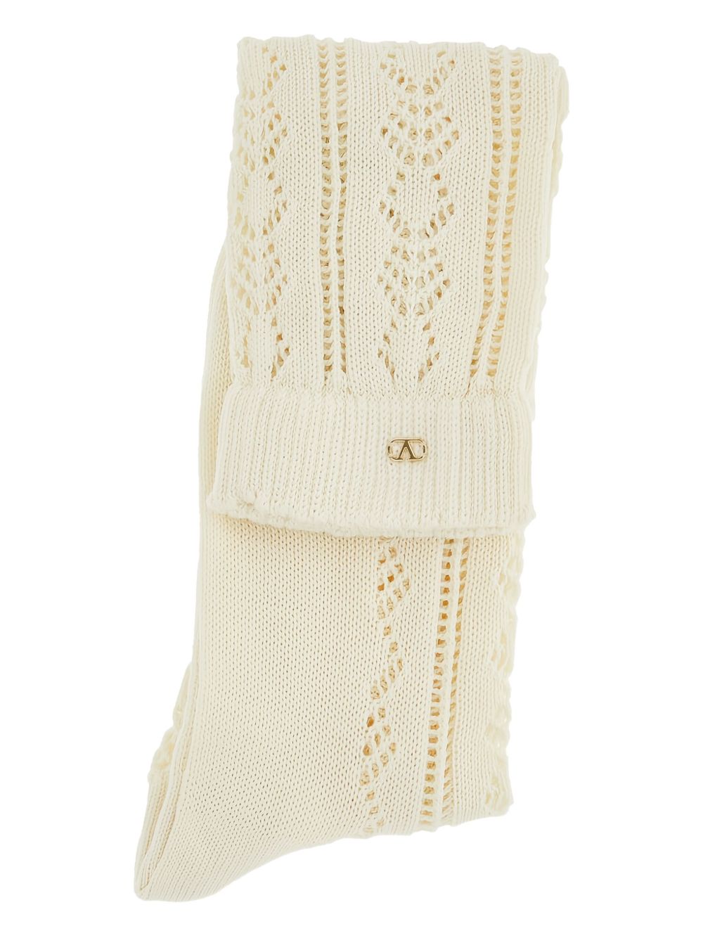 Valentino V Gold Cotton Socks - White