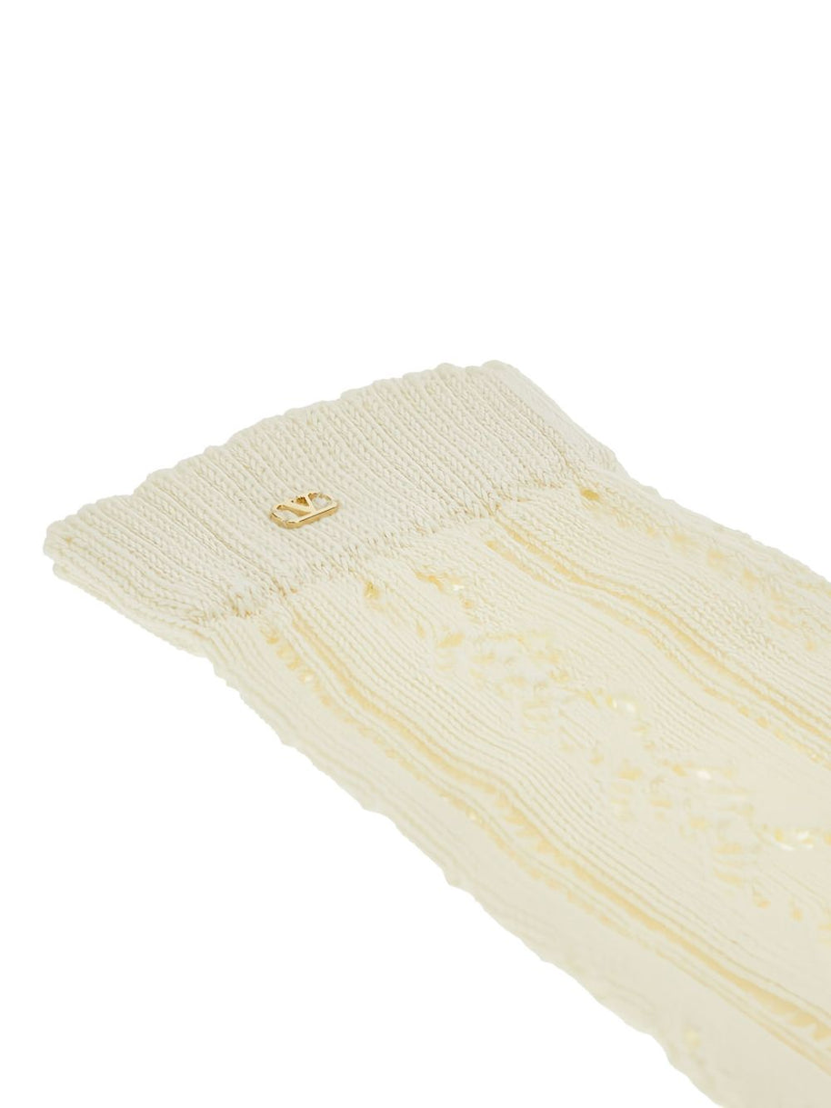 Valentino V Gold Cotton Socks - White