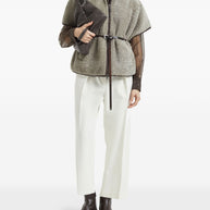 Brunello Cucinelli Curly Shearling Short Sleeve Outerwear With Shiny Zipper Pull