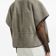 Brunello Cucinelli Curly Shearling Short Sleeve Outerwear With Shiny Zipper Pull