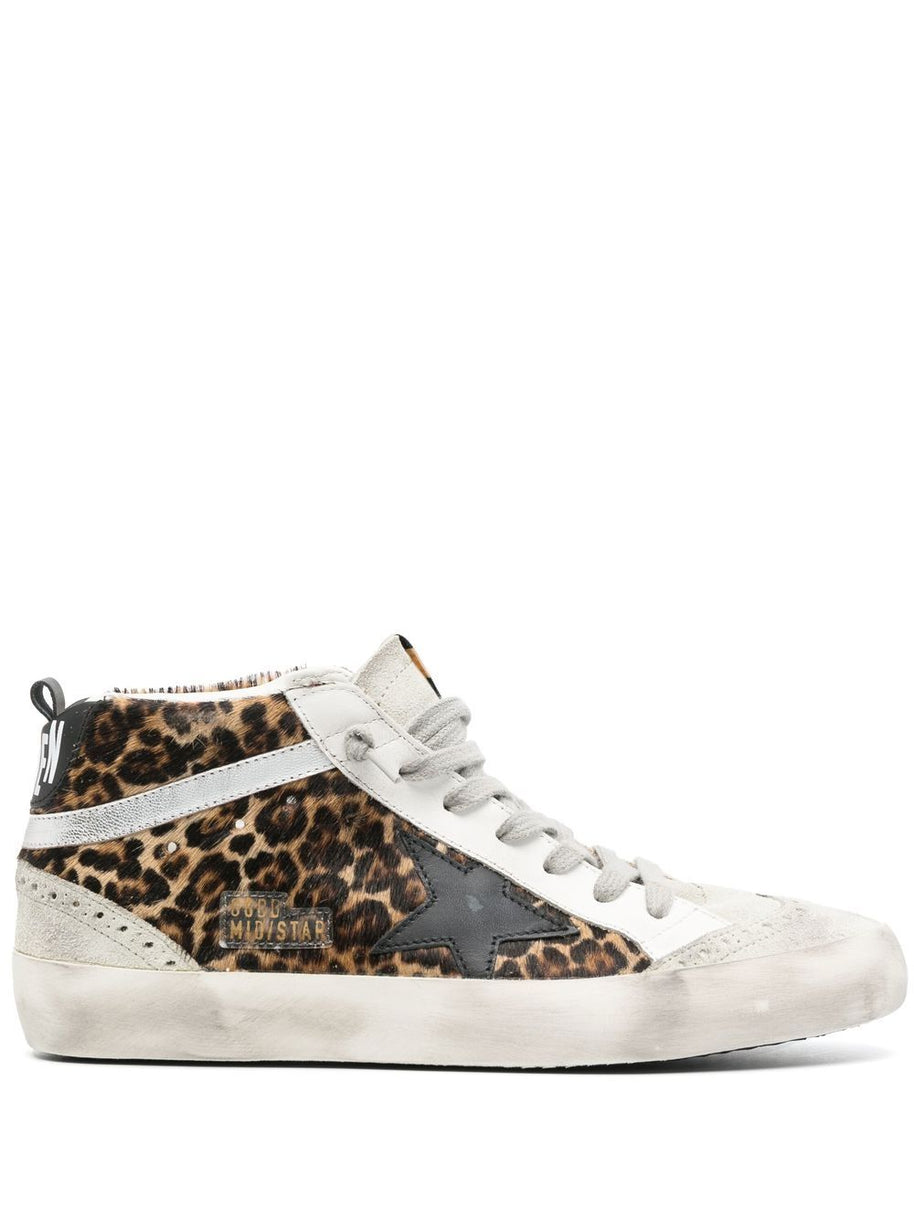 Golden Goose Mid Star Leather Sneakers - Brown