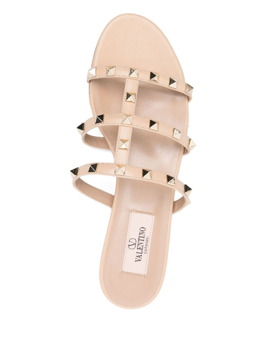 Valentino Garavani Rockstud Leather Flat Sandals - Fuchsia