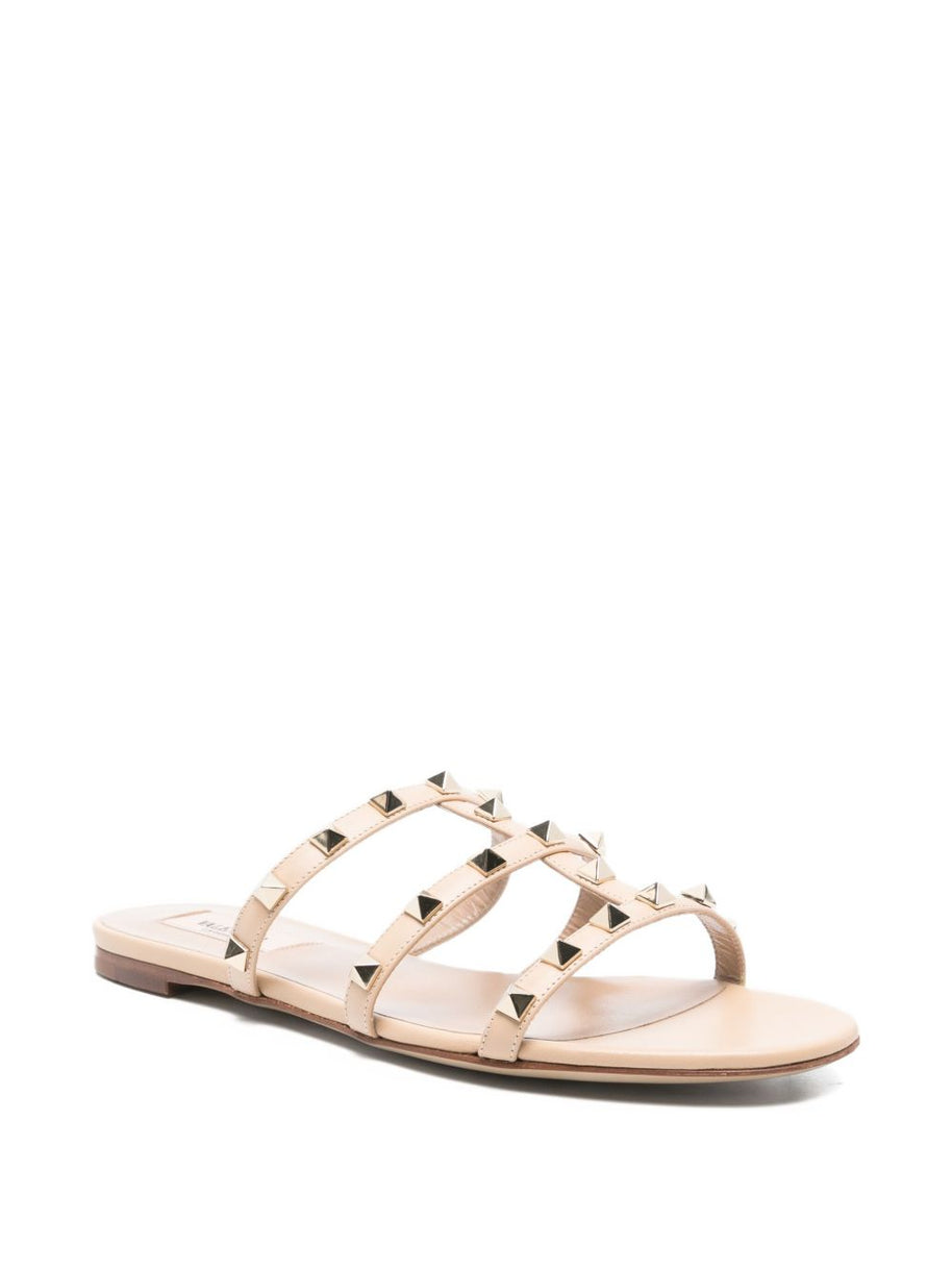 Valentino Garavani Rockstud Leather Flat Sandals - Fuchsia