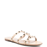 Valentino Garavani Rockstud Leather Flat Sandals - Fuchsia