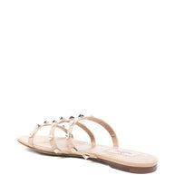 Valentino Garavani Rockstud Leather Flat Sandals - Fuchsia