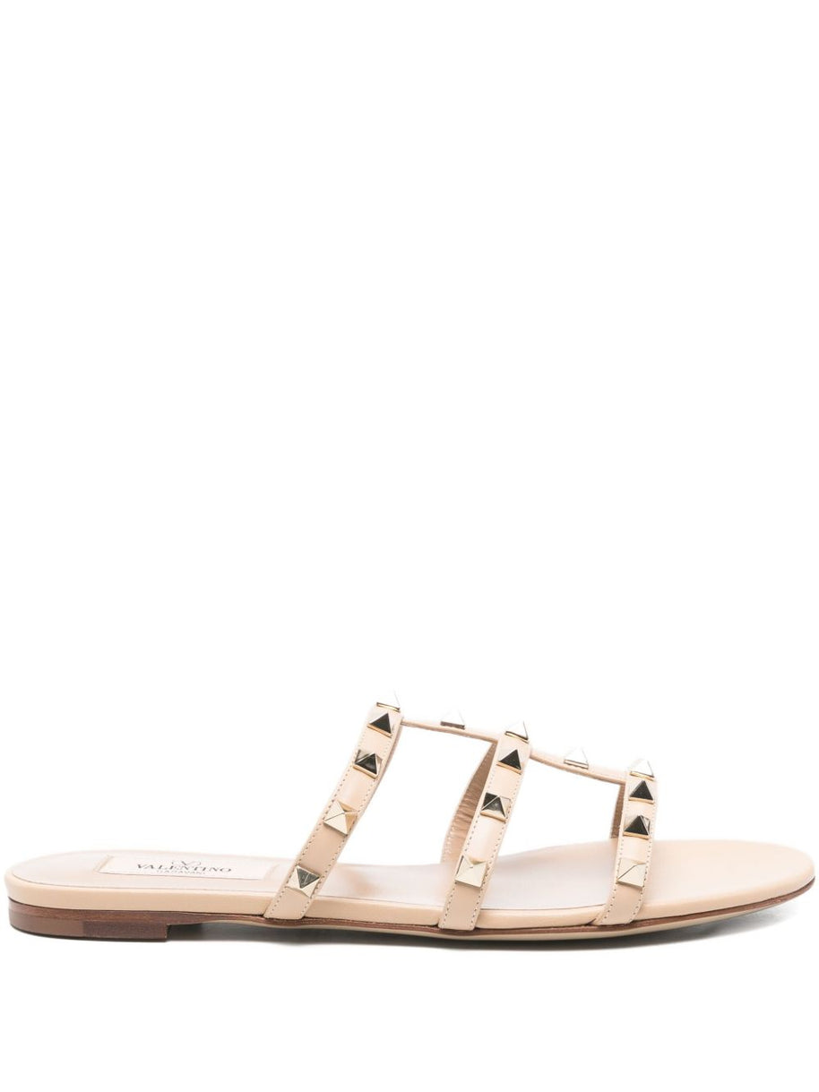 Valentino Garavani Rockstud Leather Flat Sandals - Fuchsia