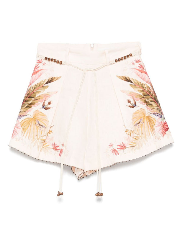Zimmermann Ascension Printed Linen Shorts - Beige