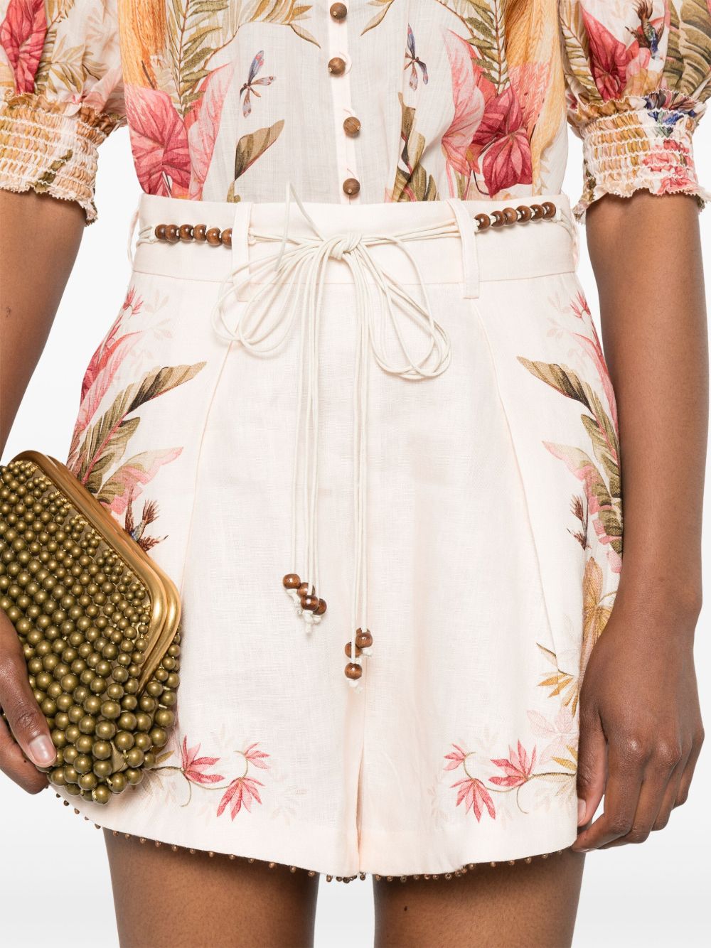 Zimmermann Ascension Printed Linen Shorts - Beige