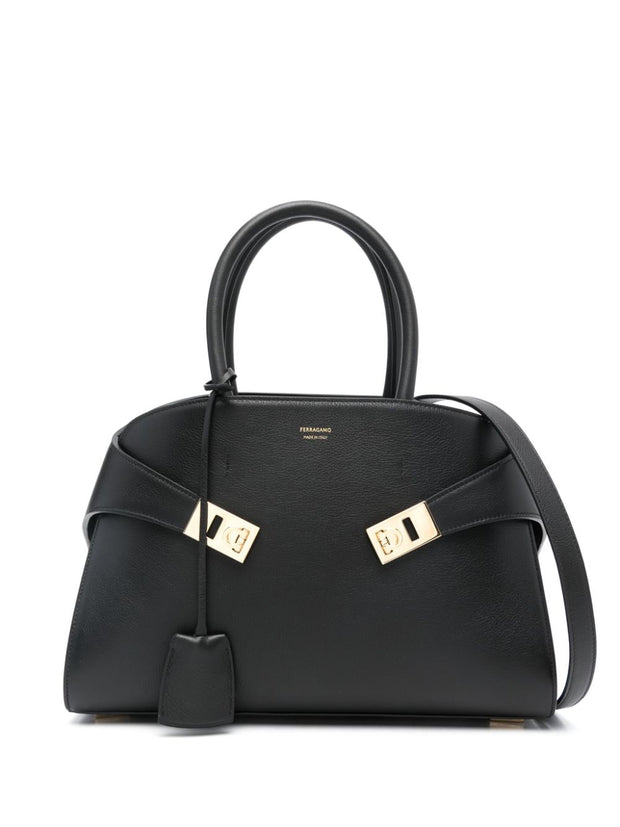 Ferragamo Hug Small Leather Tote Bag Black