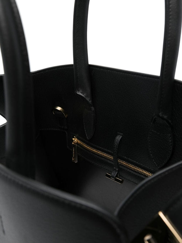 Ferragamo Hug Small Leather Tote Bag Black