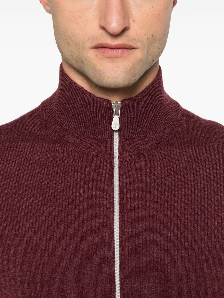 Brunello Cucinelli Cashmere Zipped Cardigan - Red