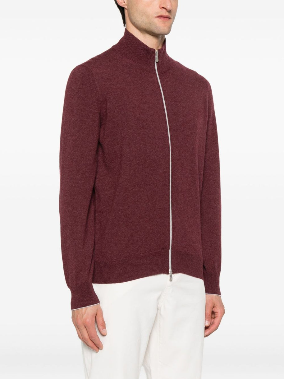 Brunello Cucinelli Cashmere Zipped Cardigan - Red
