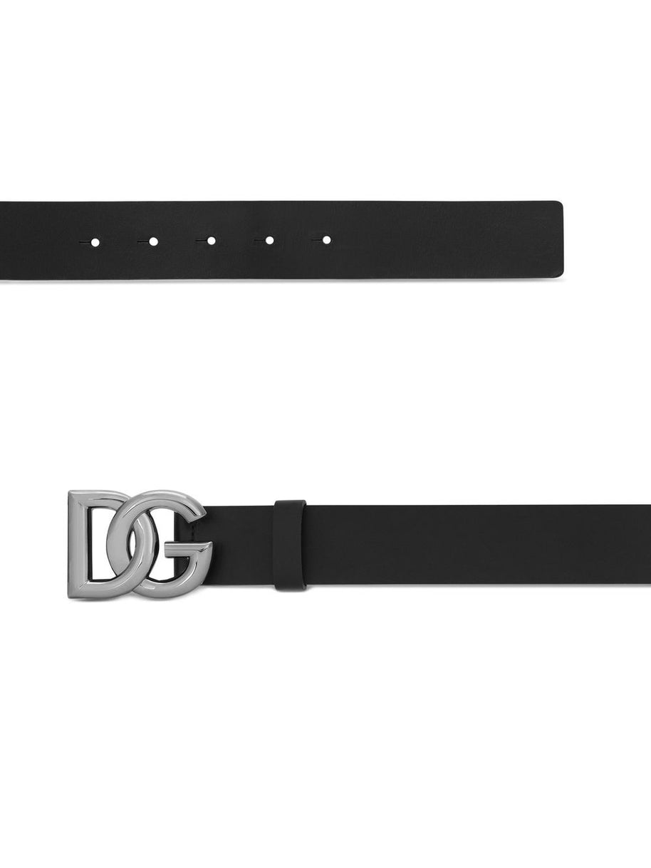 Dolce & Gabbana DG Logo Leather Belt - Black