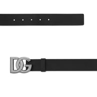 Dolce & Gabbana DG Logo Leather Belt - Black