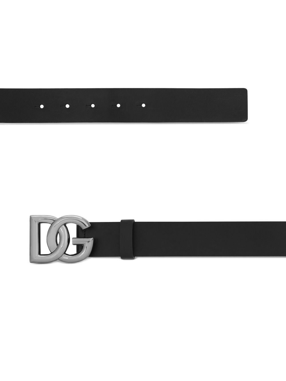 Dolce & Gabbana DG Logo Leather Belt - Black