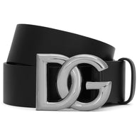 Dolce & Gabbana DG Logo Leather Belt - Black