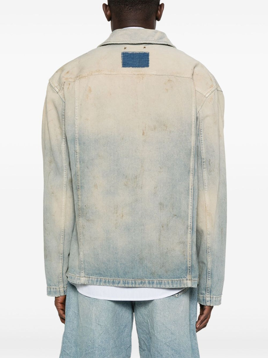 Golden Goose Denim Cotton Jacket - Clear Blue