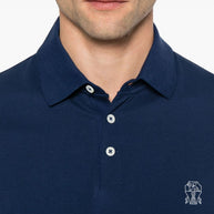 Brunello Cucinelli Logo Cotton Polo Shirt - Blue