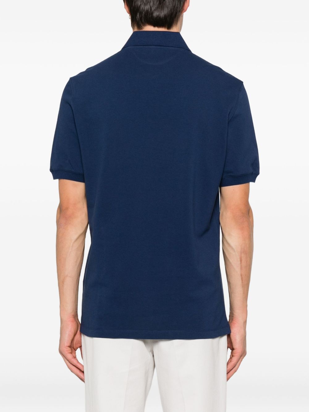 Brunello Cucinelli Logo Cotton Polo Shirt - Blue