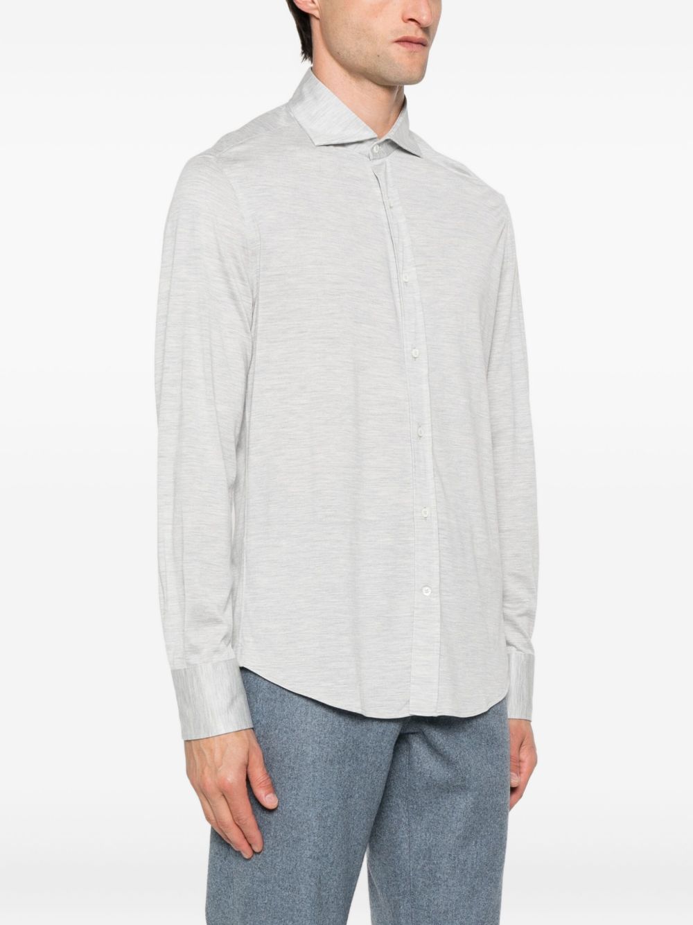 Brunello Cucinelli Silk And Cotton Blend Shirt - Light Grey