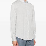 Brunello Cucinelli Silk And Cotton Blend Shirt - Light Grey